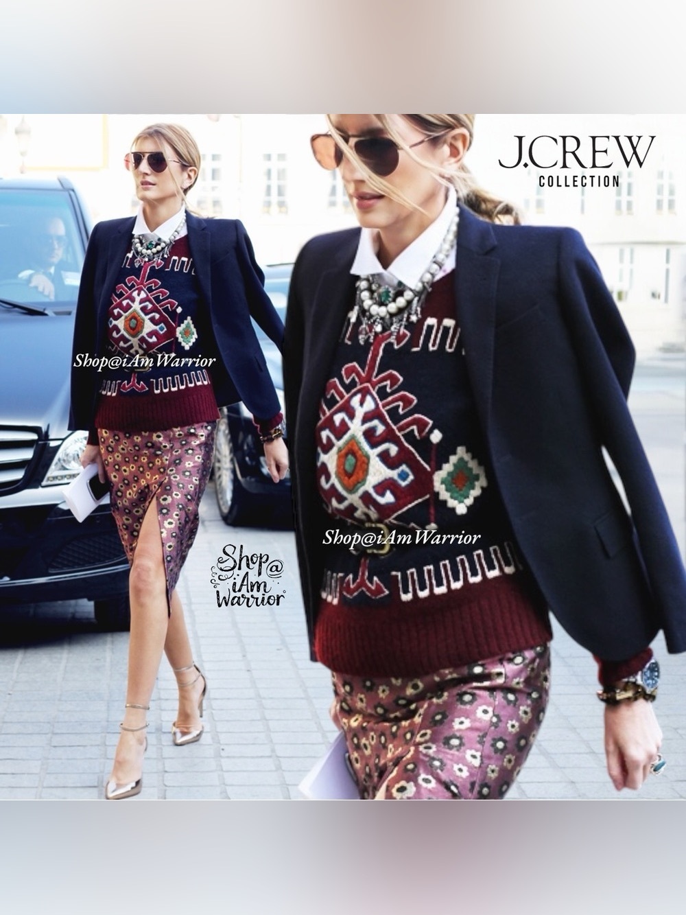 J.Crew Collection Cashmere Mohair Hand Embroidered Moroccan Crewneck Sweater - Picture 3 of 11